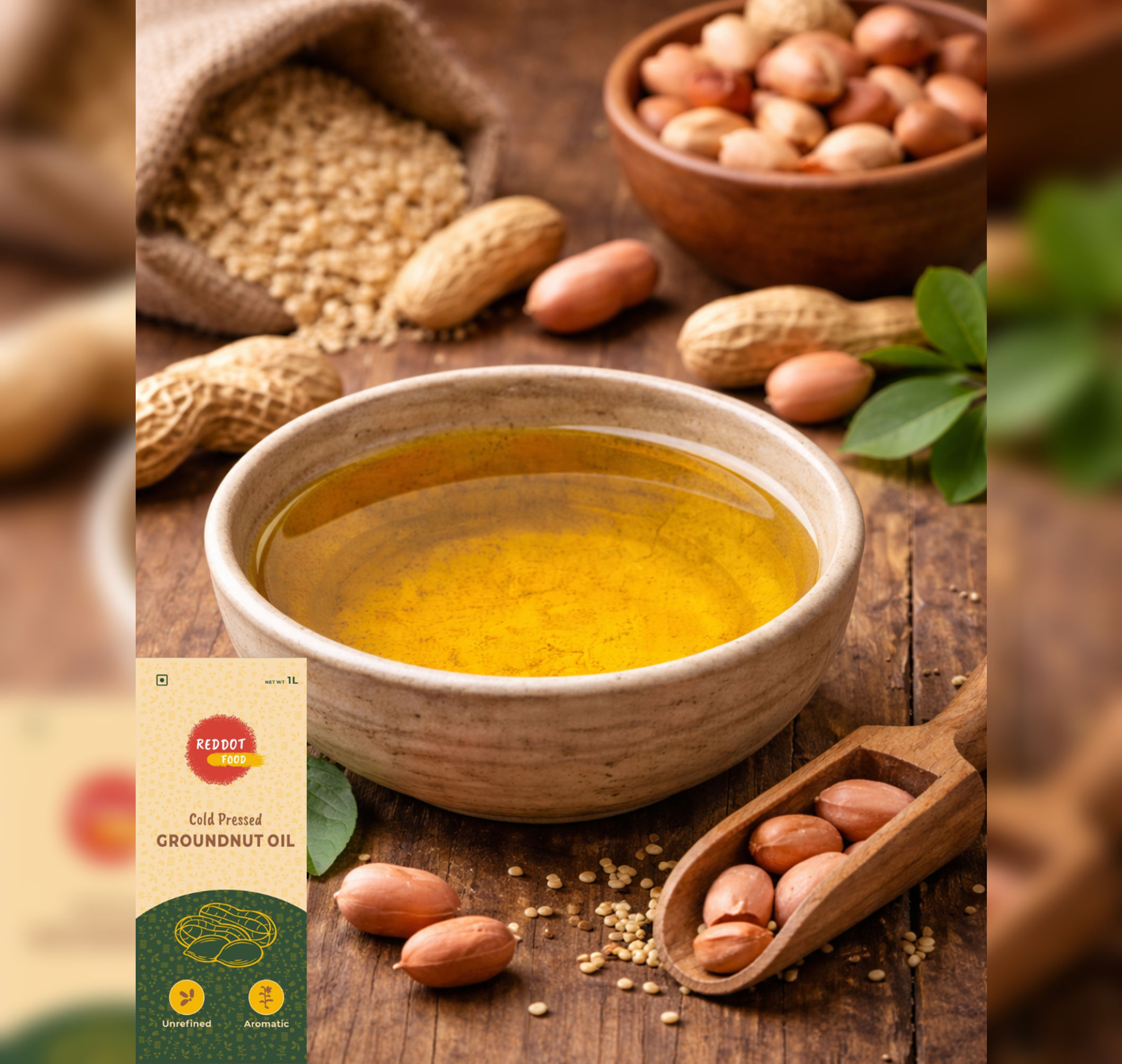 Cold pressed groundnut oil bottle 1L – chemical free peanut oil in Ireland